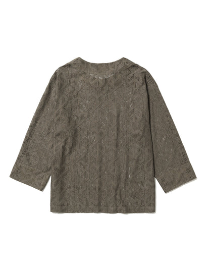 24SS-CSL-004 / “LOVE & PEACE” LACE SMOCK / OLIVE