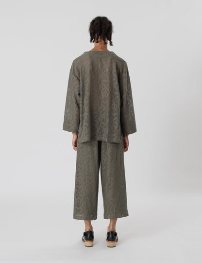 24SS-CSL-004 / “LOVE & PEACE” LACE SMOCK / OLIVE