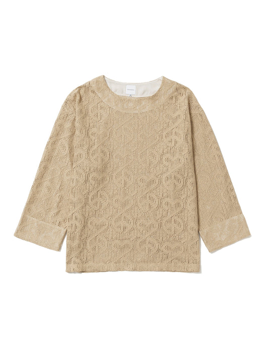 24SS-CSL-004 / “LOVE & PEACE” LACE SMOCK / OIL YELLOW