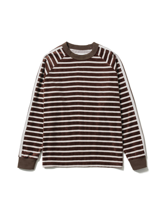 24AW-CSS-011 / VELOUR BORDER CREWNECK SHIRT / BROWN BORDER