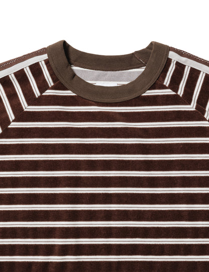 24AW-CSS-011 / VELOUR BORDER CREWNECK SHIRT / BROWN BORDER