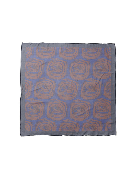 24AW-GOA-005 / “CURLED UP DRAGON” SILK SCARF / NAVY