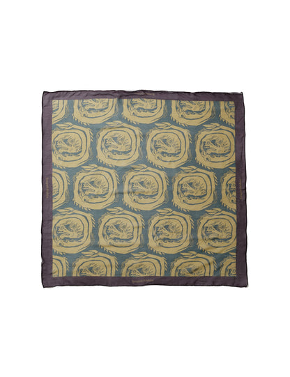 24AW-GOA-005 / “CURLED UP DRAGON” SILK SCARF / GREEN