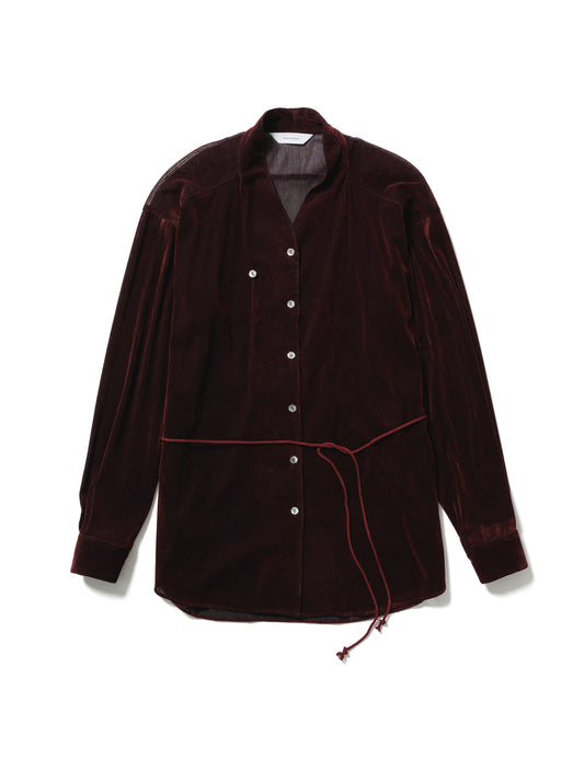 24AW-SY9-006 / VELVET MESH WA-NECK SHIRT / BORDEAUX