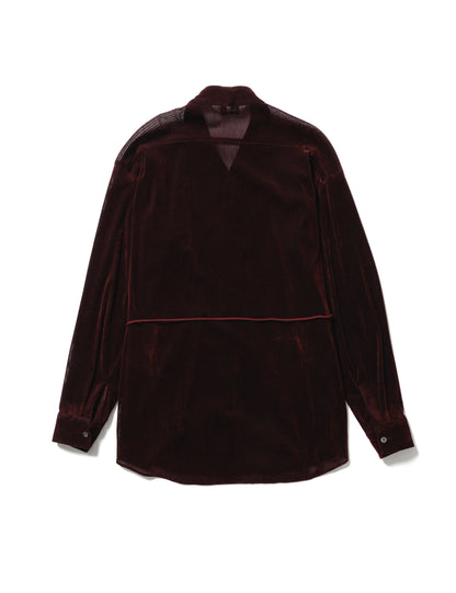 24AW-SY9-006 / VELVET MESH WA-NECK SHIRT / BORDEAUX