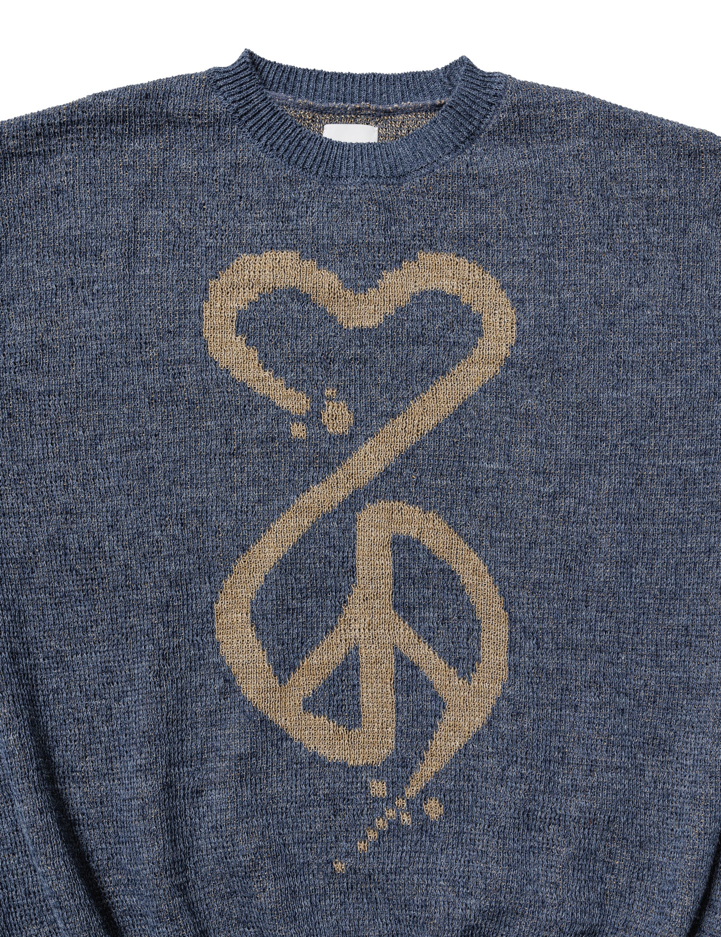 24SS-KNN-004 / CALLIGRAPHIC "LOVE & PEACE” KNIT / INDIGO BLUE