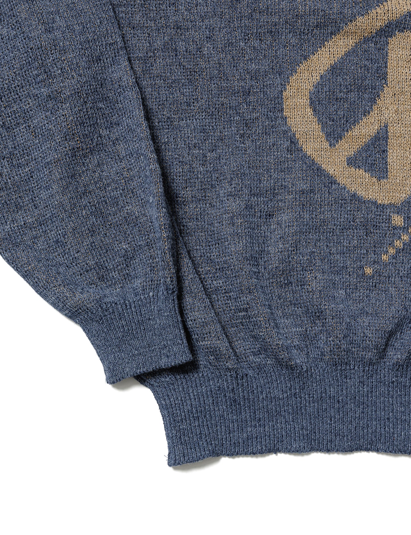 24SS-KNN-004 / CALLIGRAPHIC "LOVE & PEACE” KNIT / INDIGO BLUE