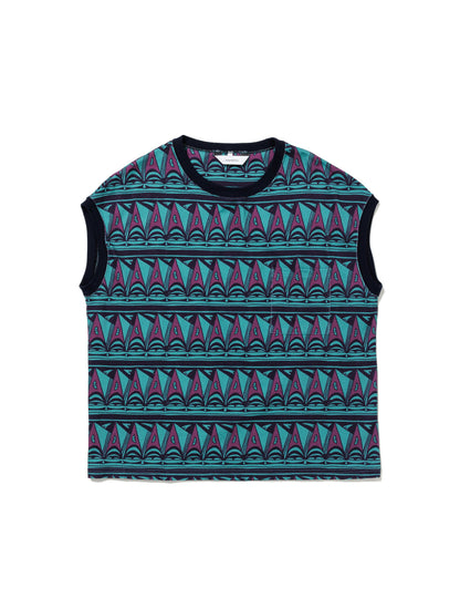 25SS-CS0-001 / POCKET NOSLEEVE “PRIMITIVE BORDER” / BLUE GREEN