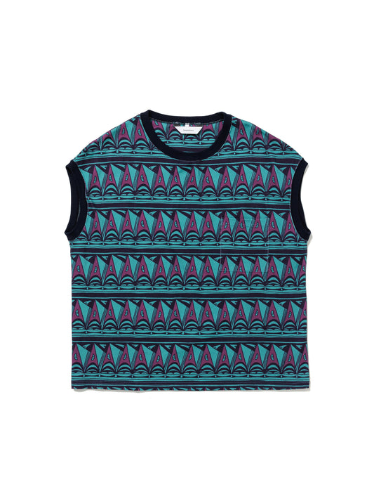 25SS-CS0-001 / POCKET NOSLEEVE “PRIMITIVE BORDER” / BLUE GREEN