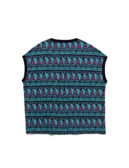 25SS-CS0-001 / POCKET NOSLEEVE “PRIMITIVE BORDER” / BLUE GREEN