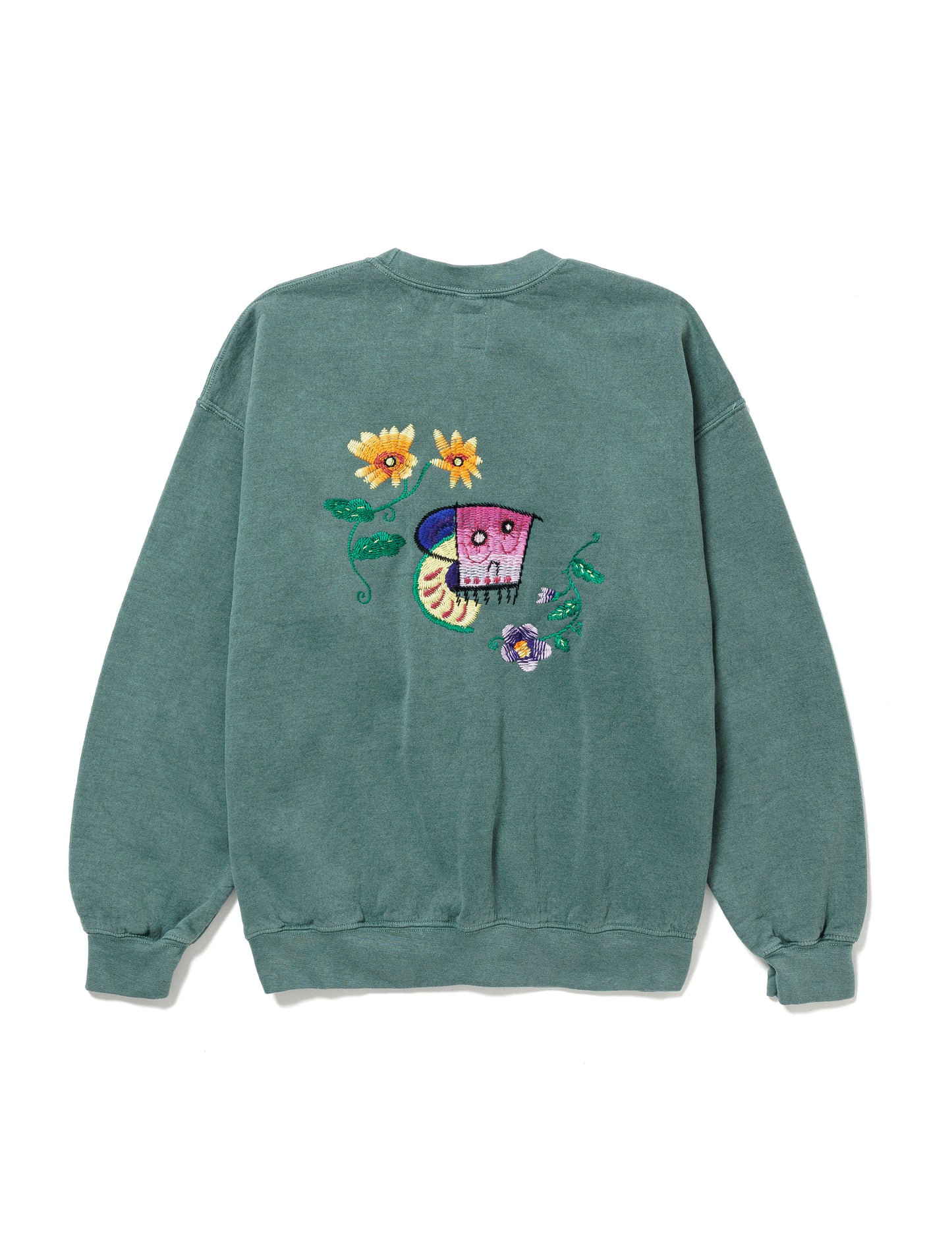 25SS-CSS-005 / SWEATSHIRT "MEXICAN SKULL" / BLUE GREEN OVERDYE