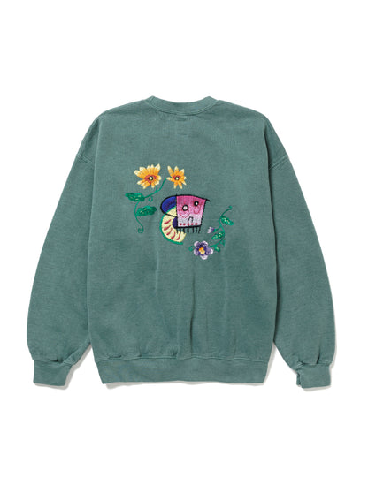 25SS-CSS-005 / SWEATSHIRT "MEXICAN SKULL" / BLUE GREEN OVERDYE