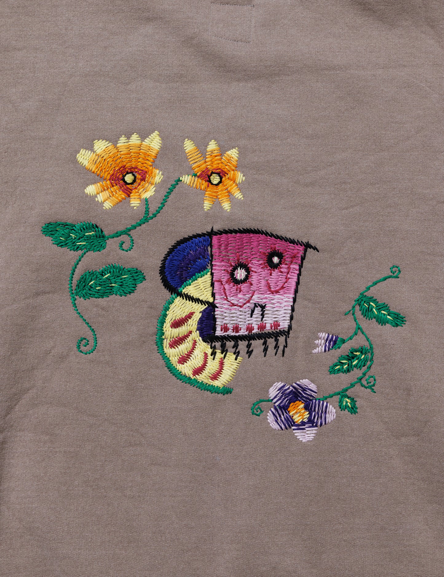 25SS-CSS-005 / SWEATSHIRT "MEXICAN SKULL" / BLUE GREEN OVERDYE