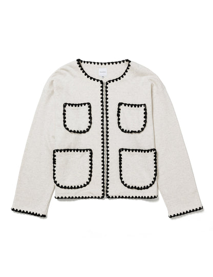 25SS-CSS-008 / SWEAT CARDIGAN “CHONEL” / OATMEAL