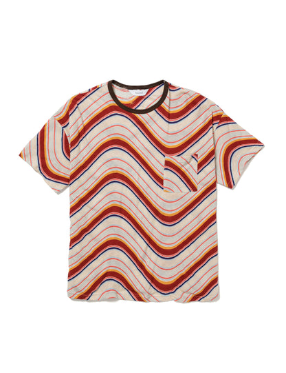 25SS-CST-001 / H/S T-SHIRT “PSYCHEDELIC BORDER” / BEIGE BORDER