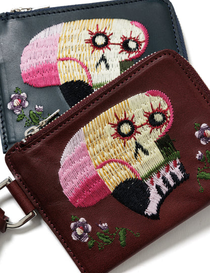 25SS-GOA-001 / WALLET “MEXCAN SKULL” / BORDEAUX