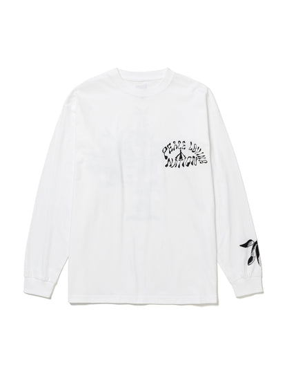 25SS-TS9-001 / L/S T-SHIRT “PEACE LOVING NATION” / WHITE