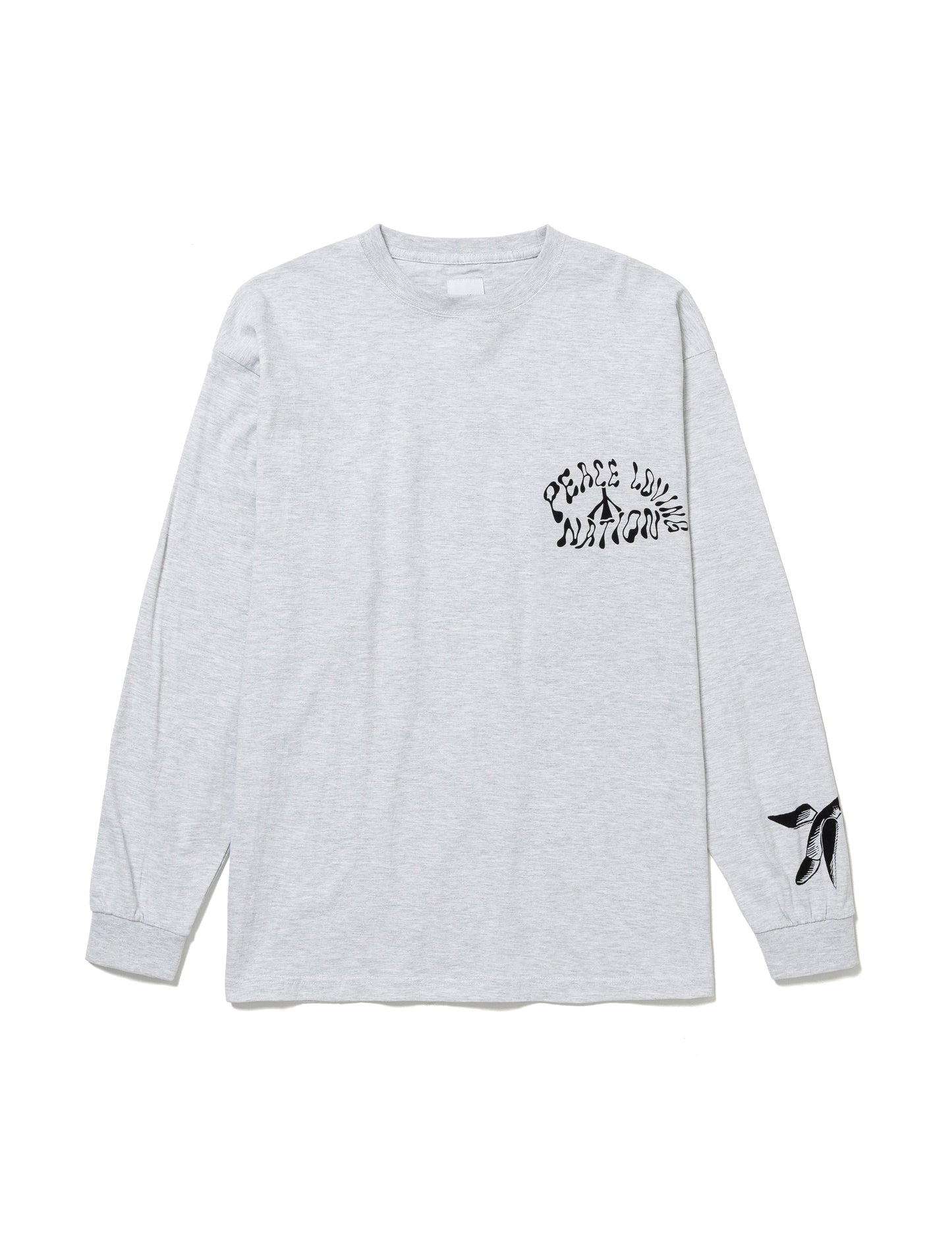 25SS-TS9-001 / L/S T-SHIRT “PEACE LOVING NATION” / ASH