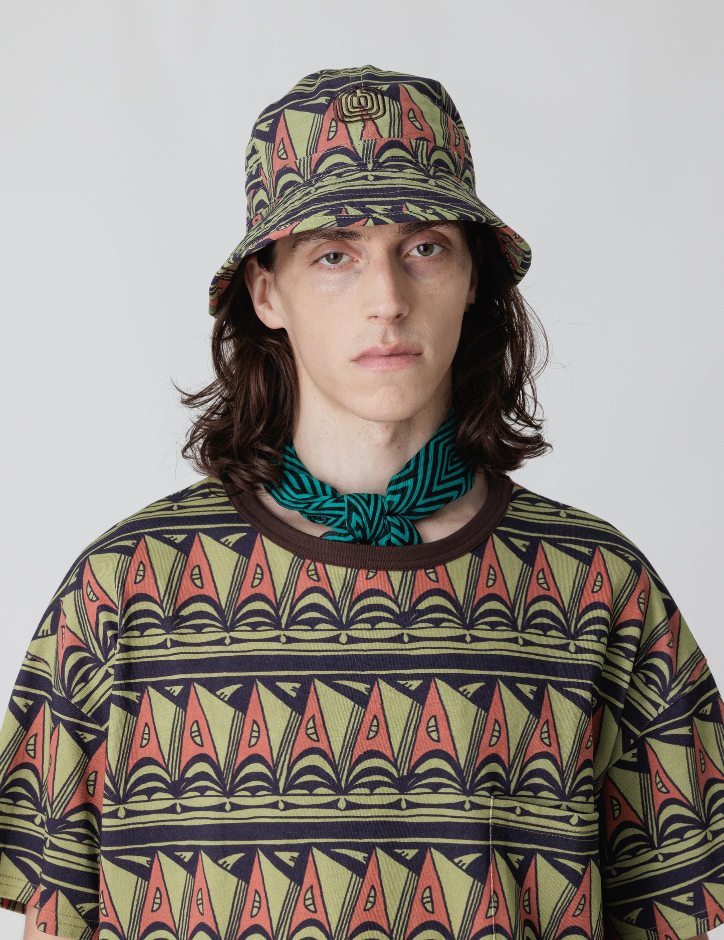 25SS-GOH-004 / BUCKET HAT “PRIMITIVE BORDER” / OLIVE