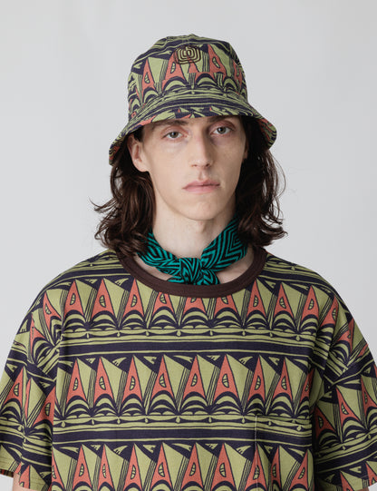 25SS-GOH-004 / BUCKET HAT “PRIMITIVE BORDER” / OLIVE