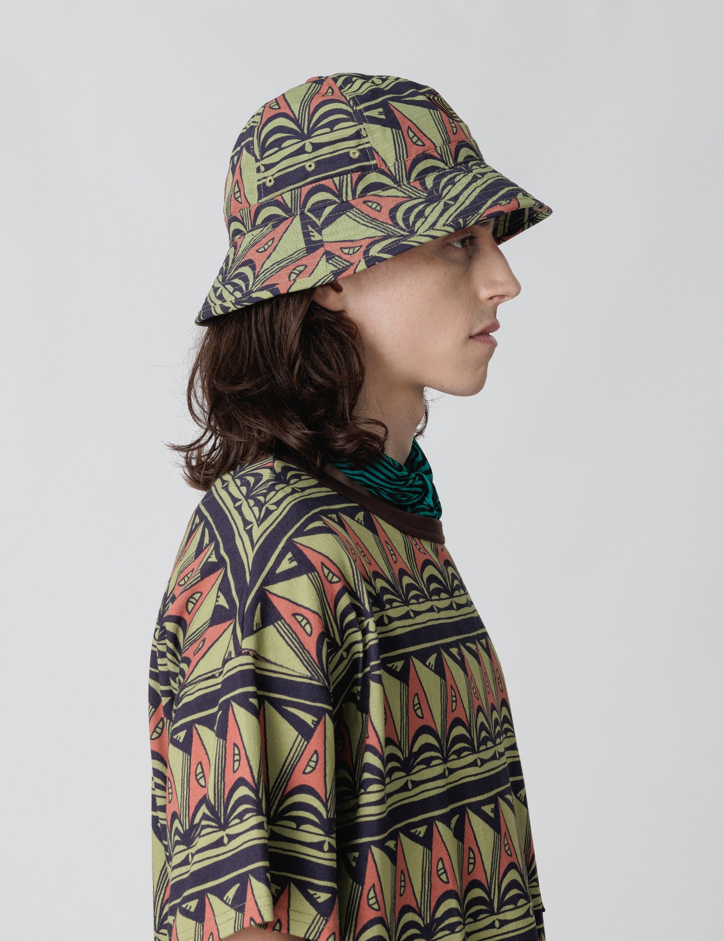 25SS-GOH-004 / BUCKET HAT “PRIMITIVE BORDER” / OLIVE