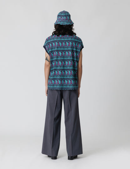 25SS-CS0-001 / POCKET NOSLEEVE “PRIMITIVE BORDER” / BLUE GREEN