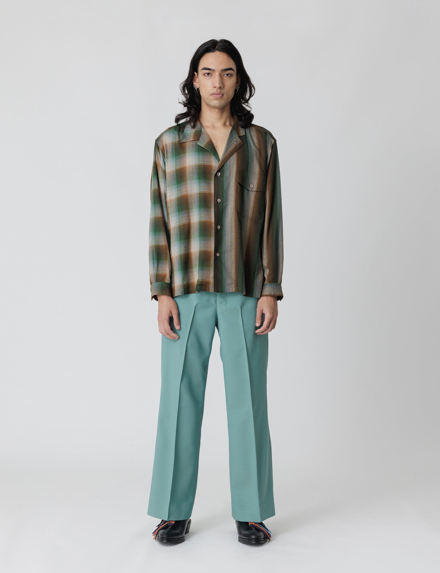 25SS-PA9-012 / SEMI FLARE SILHOUETTE SLACKS / BLACK