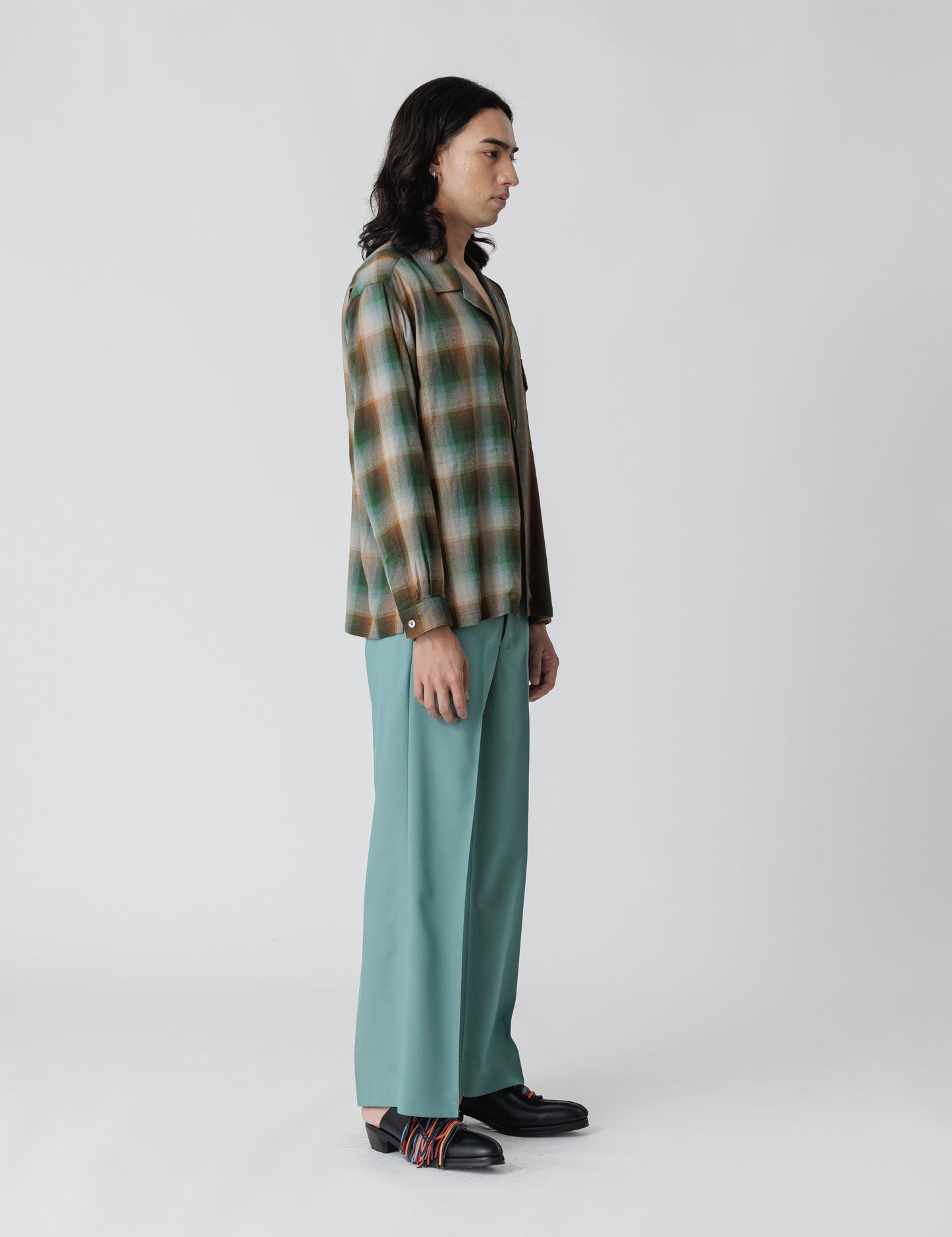 25SS-PA9-012 / SEMI FLARE SILHOUETTE SLACKS / BLACK