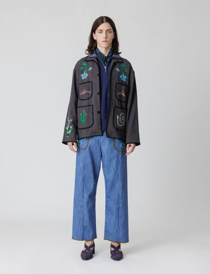 25SS-JKL-004 / MEXICAN EMBROIDERY JACKET / CHARCOAL