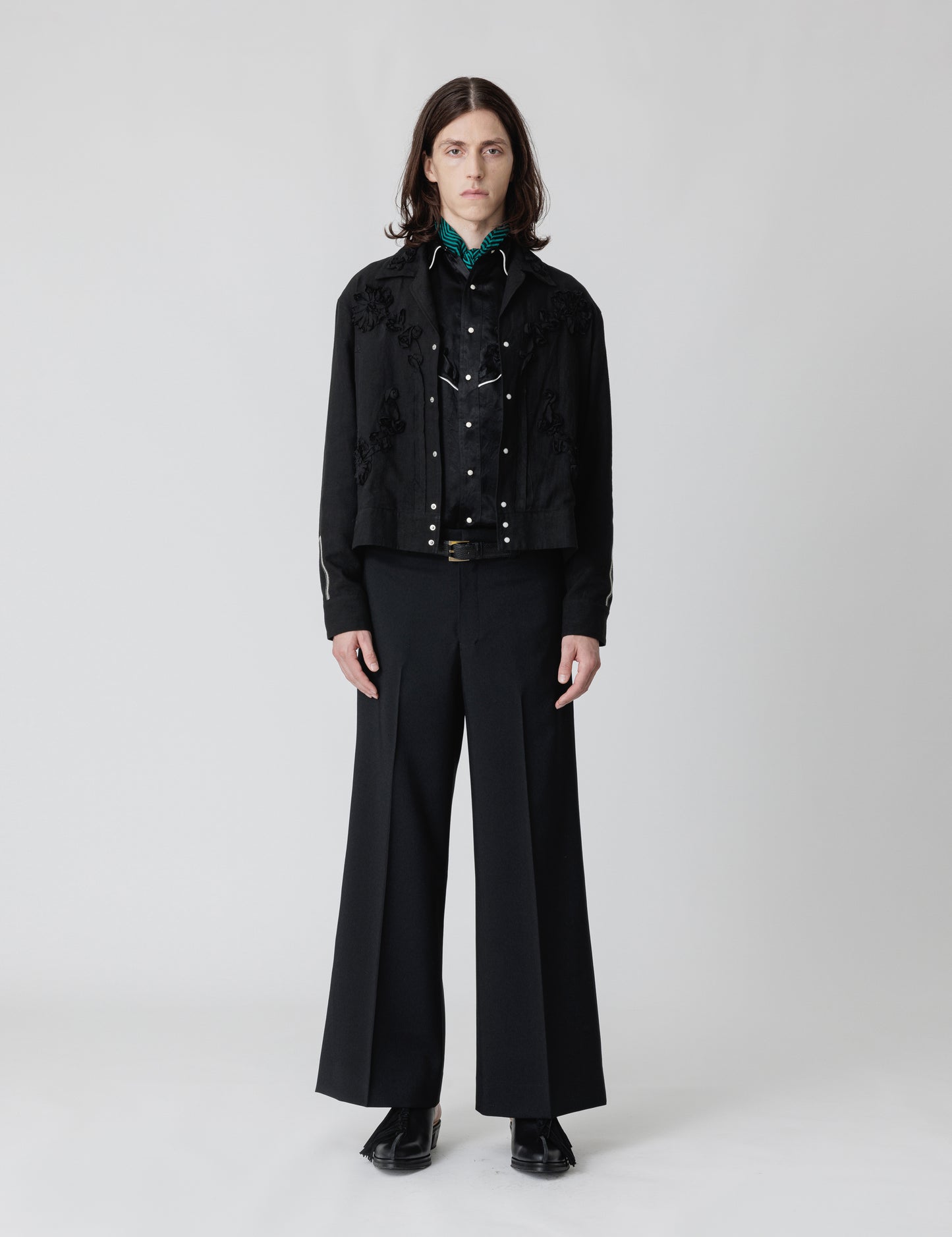 25SS-PA9-009 / FLARE SILHOUETTE SLACKS / BLACK