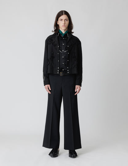 25SS-PA9-009 / FLARE SILHOUETTE SLACKS / BLACK