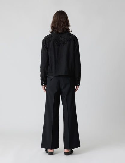25SS-PA9-009 / FLARE SILHOUETTE SLACKS / BLACK