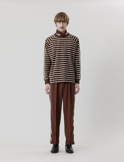 24AW-CSS-011 / VELOUR BORDER CREWNECK SHIRT / BROWN BORDER